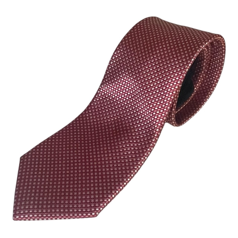 Tommy Hilfiger 100% Silk Tie Red Geometric Mens Designer Necktie Classic New